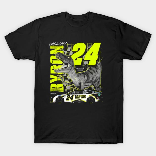 William Byron #24 Raptor Dinosaur T-Shirt by art.Hamdan